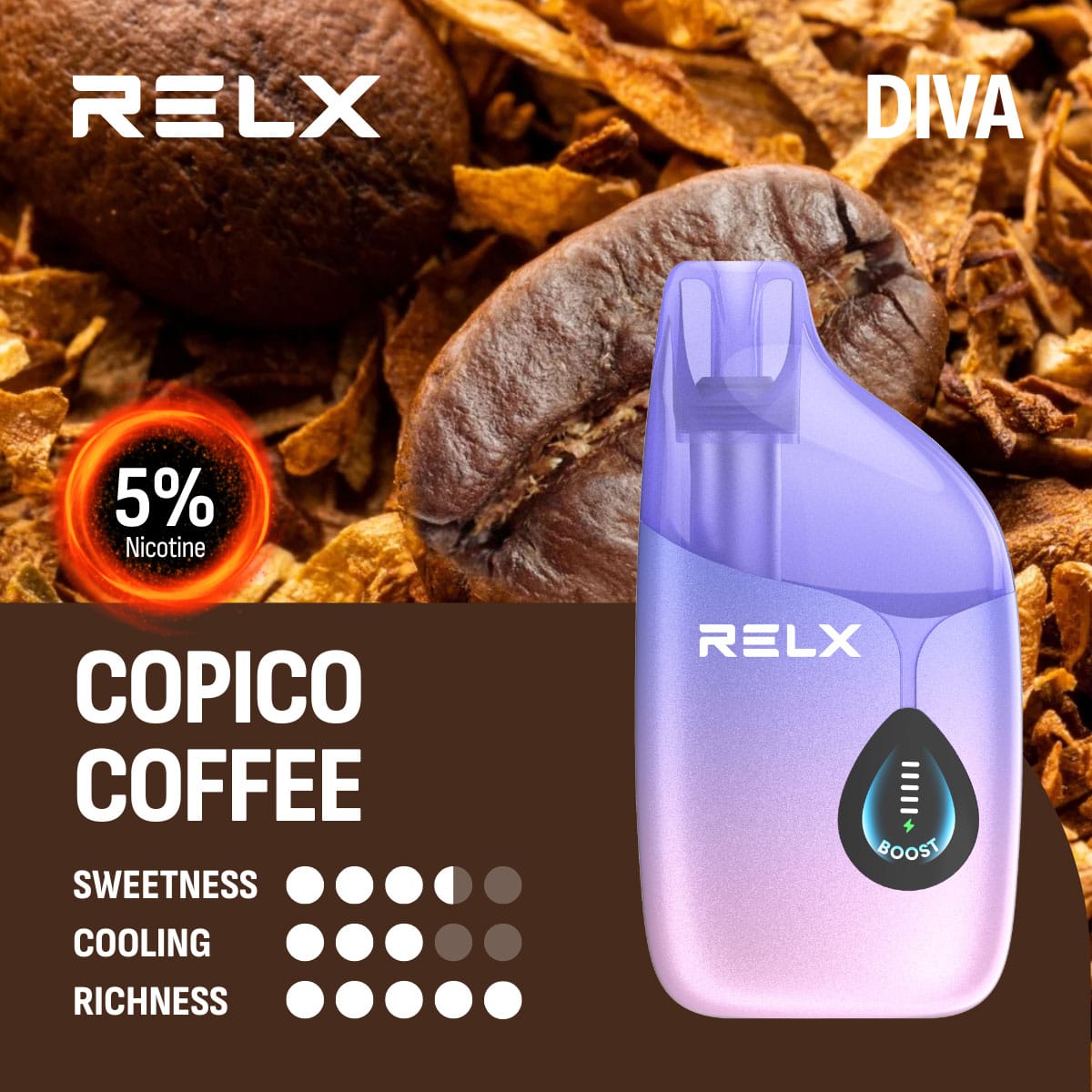RELX Diva 30000 Puffs Copico Coffee 5% 1 RELX Diva 30000 Puffs Copico Coffee 5%