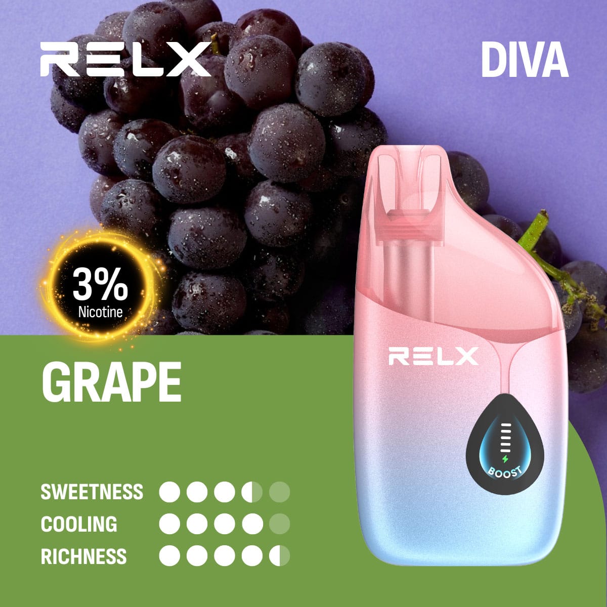 RELX Diva 30000 Puffs Grape 3% 1 RELX Diva 30000 Puffs Grape 3%
