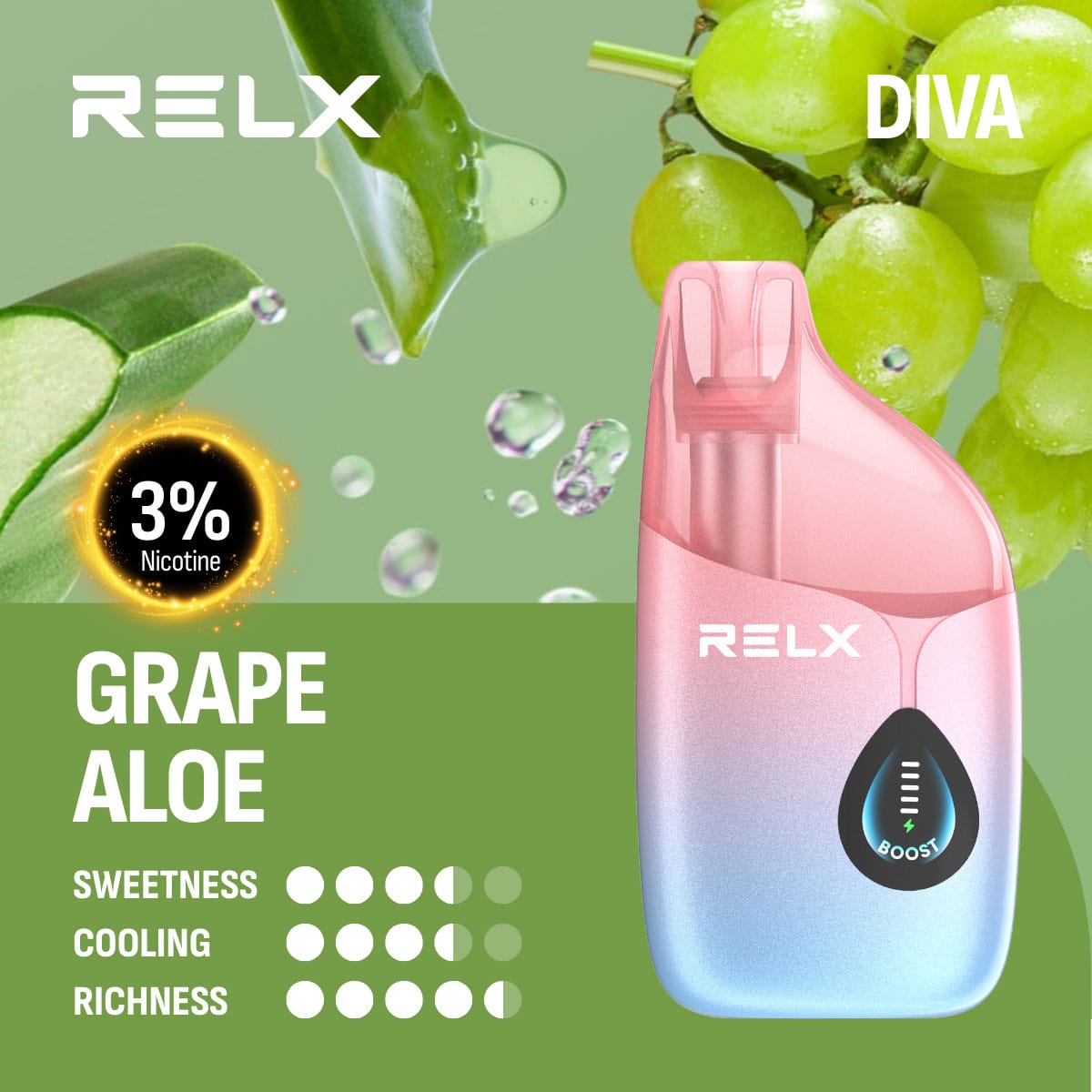 RELX Diva 30000 Puffs Grape Aloe 3% 1 RELX Diva 30000 Puffs Grape Aloe 3%